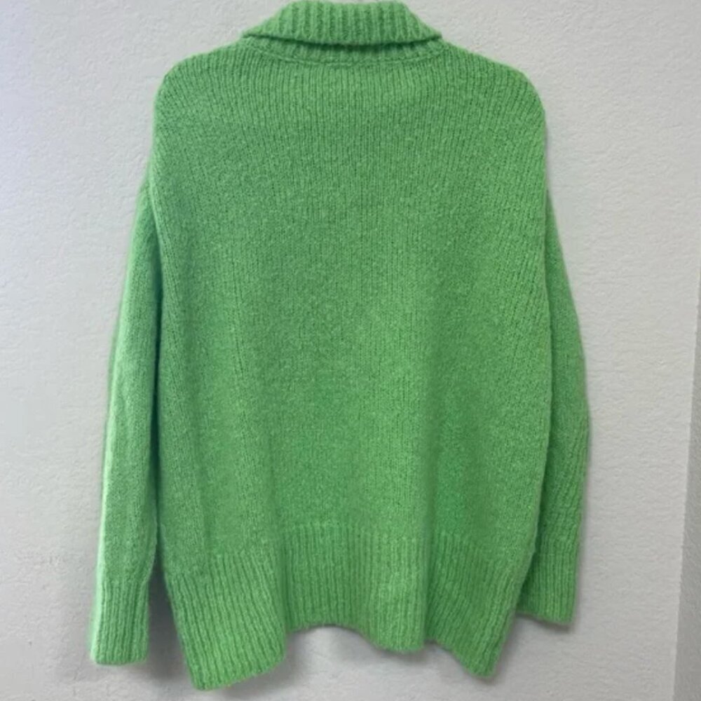 A.L.C. Alpaca Merino Wool Knit Oversized Slouchy Pullover Turtleneck Sweater - Picture 5 of 7